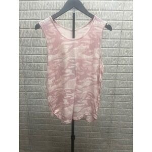 Monrow Pink Camouflage Cotton Sleeveless Scoop Neck Tank Top HT3607-2 Small
